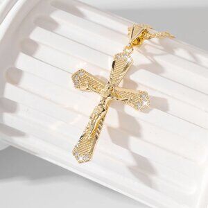 NEW ✨ 18K Gold Plated Religious Cross Necklace | CZ Jesus Crucifix Christian Gif
